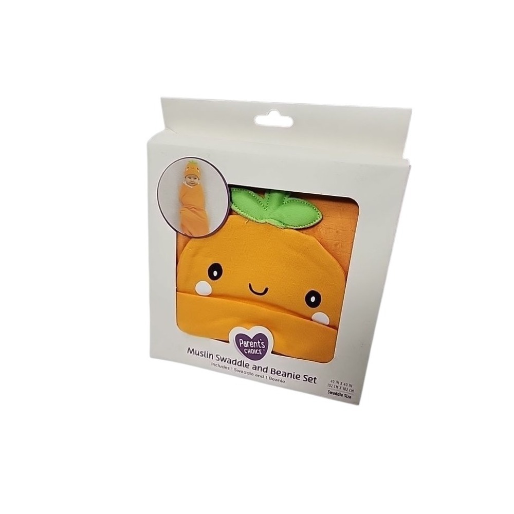 Muslin Pumpkin Swaddle and Beanie Set NEW‎ IN BOX. Halloween
